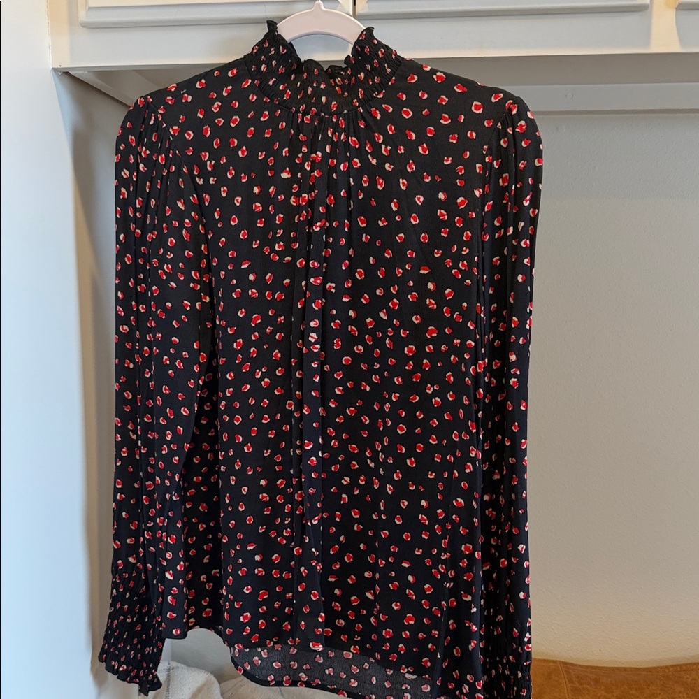 Sanctuary Black Blouse with Red Pattern